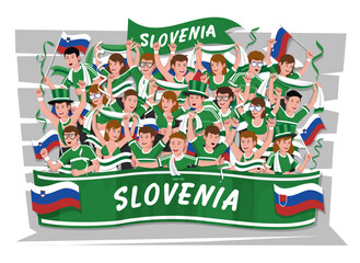 Soccer fans cheering. Slovenia team.