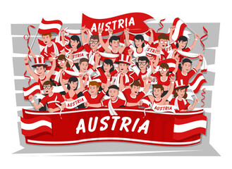 Soccer fans cheering. Austria team. - 764940286