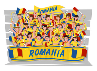 Soccer fans cheering. Romania team.