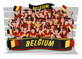 Soccer fans cheering. belgium team.