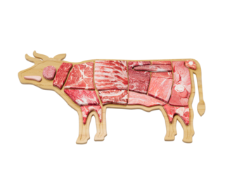 Butcher diagram Cow. Meat cuts. Diagrams for butcher shop. Scheme of beef.