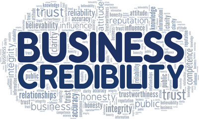 Business Credibility word cloud conceptual design isolated on white background.