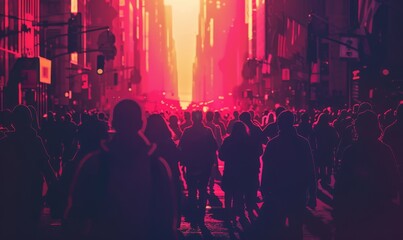 people in the crowded streets.  - obrazy, fototapety, plakaty