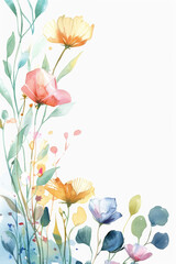 Watercolor flowers, delicate illustration of colorful flowers on a white background. - 764945838