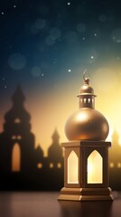 Fototapeta premium islamic lantern background Ideal for ramadhan festive, eid fitr, eid adha, islamic background , cozy, warm, holidays, invitations, and decorations, ratio 9:16px
