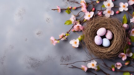 eastereggs on decorated table. 