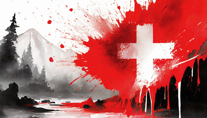 Vibrant flag of Switzerland