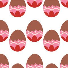 Seamless easter pattern with cute chocolate eggs. Easter eggs seamless pattern with eggs. Easter symbol, decorative vector elements. Easter colored eggs simple pattern.