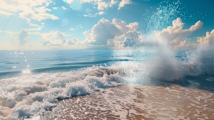 Ocean Waves Digitizing into Virtual Pixels Under Clear Sky