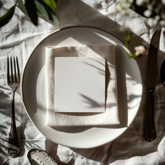 A carefully laid dining set cast with natural light and shadows, evoking a sense of preparation and hospitality