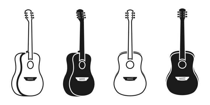 guitar icon vector set. acoustic guitar vector illustration isolated on white background.