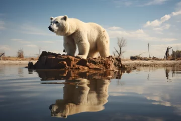 Fotobehang polar bear on the rock © jowel