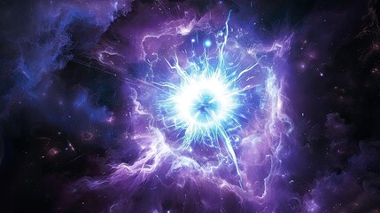 Neutron star exploding, cold bluish colors