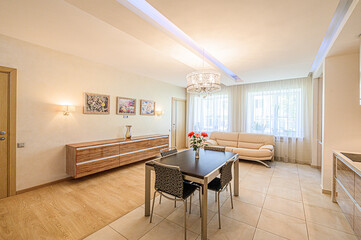 standard interior apartment. living room with sofa