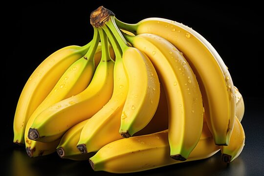 Bunch of ripe fruit bananas in white background. high quality photo, generative IA
