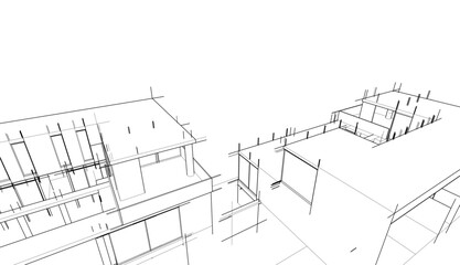 Architectural drawing vector 3d illustration