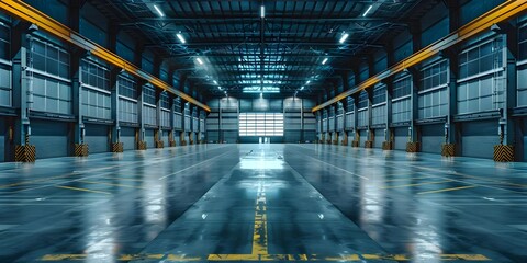 The Critical Role of Industrial Warehouses with Dark Oil Background in the Global Economy's Supply Chain. Concept Industrial Warehouses, Global Economy, Supply Chain, Dark Oil Background
