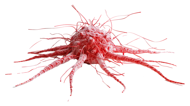 Cancer Cells on Transparent White Background. 3d illustration.