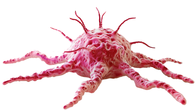 Cancer Cells on Transparent White Background. 3d illustration.