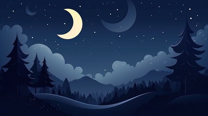 Obraz na płótnie Canvas Big crescent moon night background
