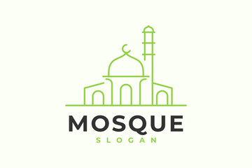 a logo for a mosque in green and white.