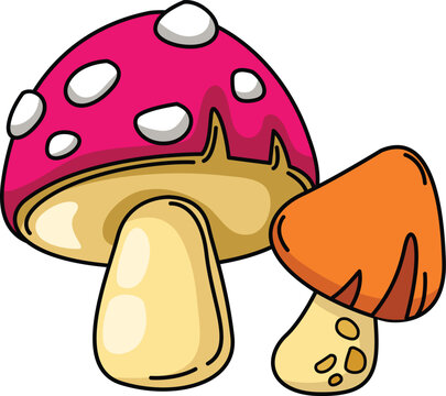 recommend clip art: illustration of colorful mushroom outline white on background vector