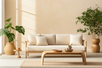 Sophisticated scandinavian modern living room interior design with minimalist home decor