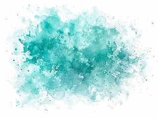 Explosive teal watercolor splash on white paper. Vibrant artistic expression. Generative AI - 764960408