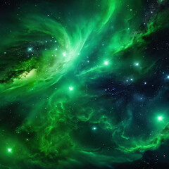 universe brimming with stars constellations intricately mapped across the cosmos galaxies swirling in green background