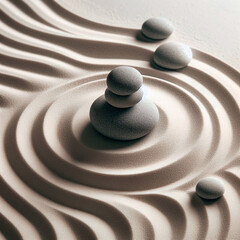 Fototapeta na wymiar Zen stones on a background of brown sand. 3d rendering.