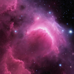 universe with stars constellations galaxies nebulae and gas and dust clouds in pink background