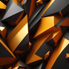 3D Abstract colorful Orange, Black and gold wallpaper with sharp edges