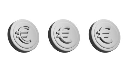 silver coins with euro sign