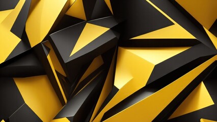 3D Abstract colorful Yellow, Black and gold wallpaper with sharp edges