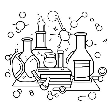 science lab equipment outline drawing clip art preview