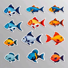 Diseño de pegatinas 3d peces.