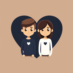 Obraz na płótnie Canvas a pair of cartoon couple with hearts inside, in the style of animated gifs сreated with Generative Ai
