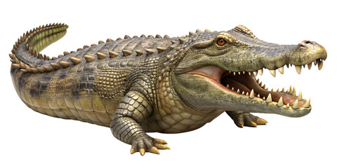 Obraz premium aggressive crocodile with open mouth and grungy skin and sinister look 