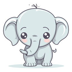 Cute baby elephant cartoon isolated on white background.