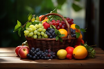 Variety of nutritious fruits in a basket