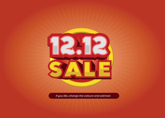 Offer announcement template, date 12.12, red and yellow sale.