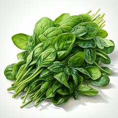 Isolated Spinach White Background, Cartoon сreated with Generative Ai
