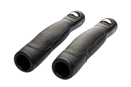 Shadows of Strength: Two Black Grips on a Canvas of White.