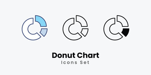 Donut Chart icon thin line and glyph vector icon stock illustration