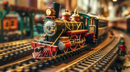 Vintage model train on display