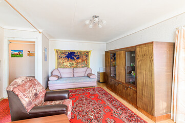 standard interior apartment. living room with sofa