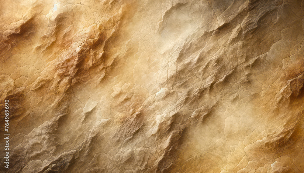 Aufkleber Crumpled paper texture with a gradient of warm tones and deep shadows. Artistic background concept Generative AI