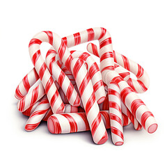 An illustration of lots of Red Striped Candy Cane with a white background сreated with Generative Ai