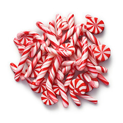 An illustration of lots of Red Striped Candy Cane with a white background сreated with Generative Ai