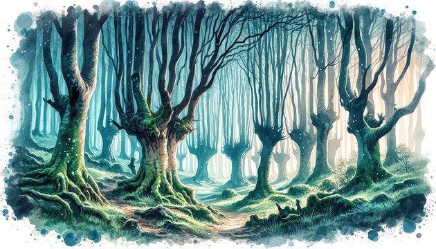 Watercolor Painting of Hoia Baciu Forest